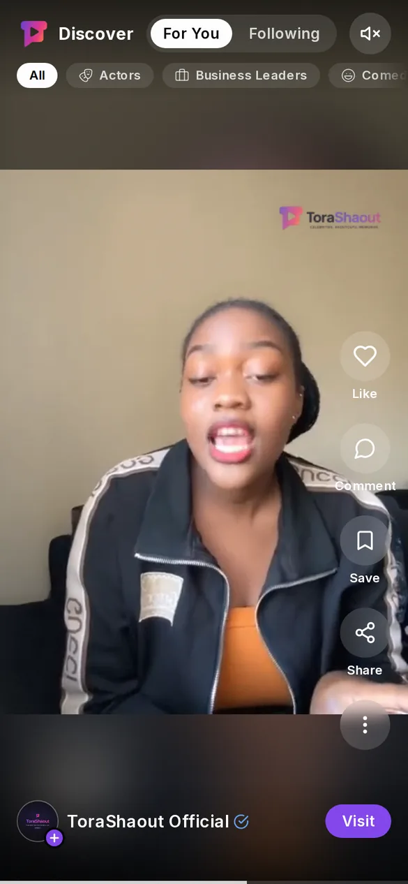 A delivered shoutout playing full screen in the app